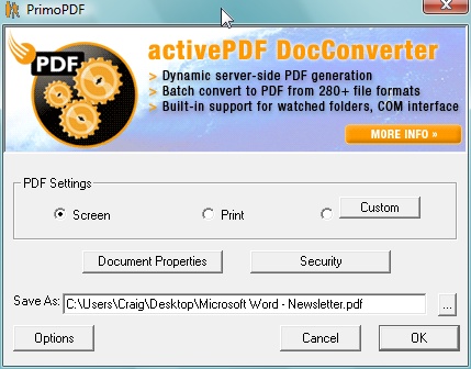 save a pdf file